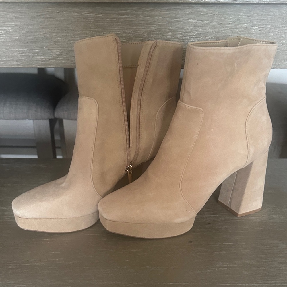 Vince Camuto Cream Heeled Boots